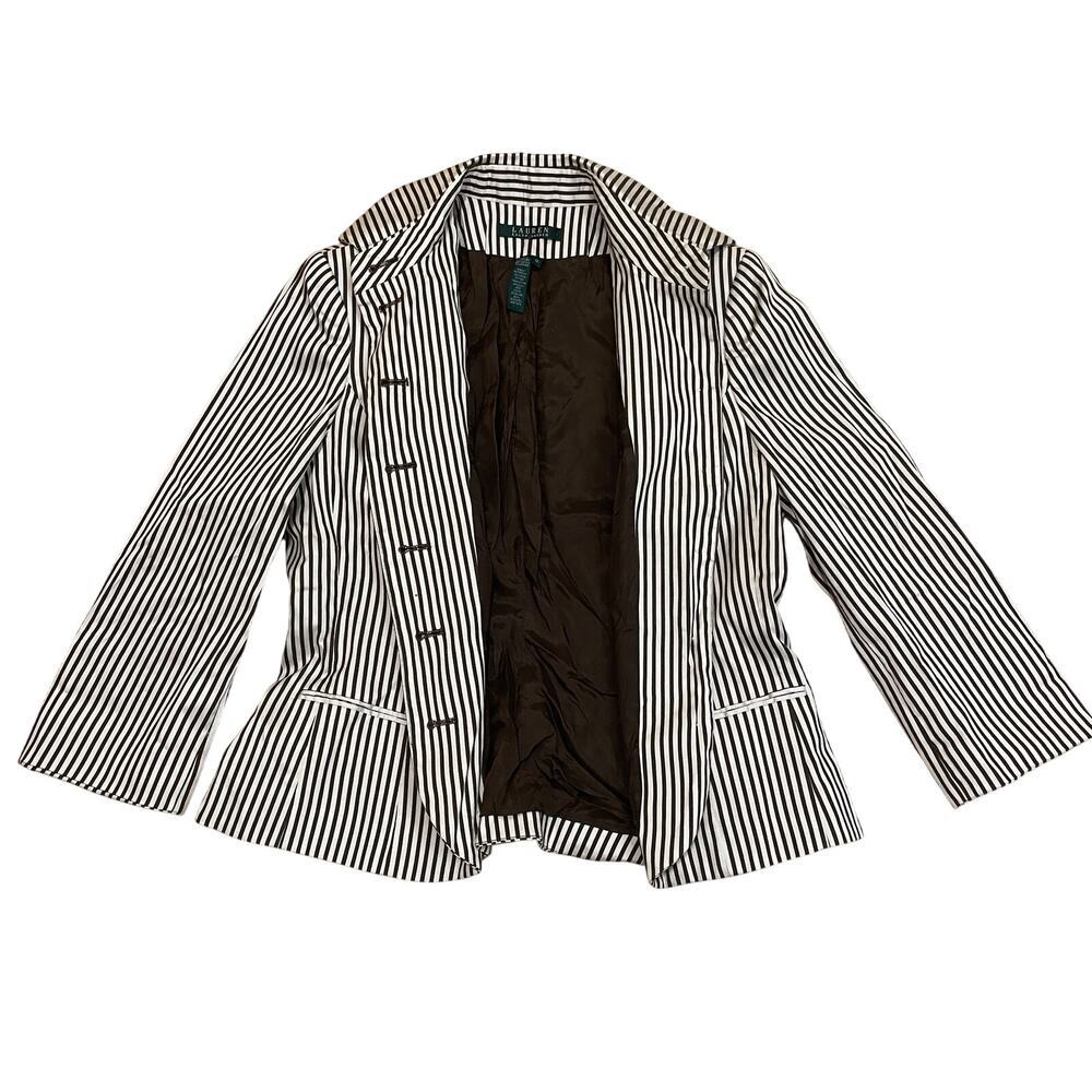 Vintage Lauren by Ralph Lauren Blazer, 12 | Chocolate Brown, Cotton Silk Blend - Picture 2 of 12